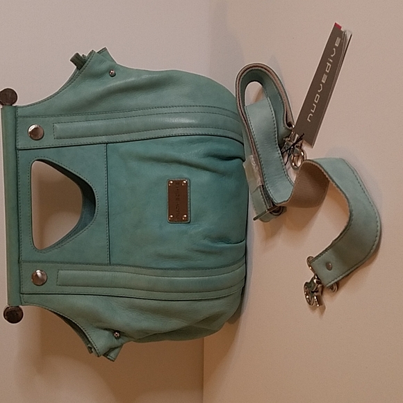 Nuovedive NWT Aqua Leather Handle Purse with detachable cross body straps - Picture 4 of 12